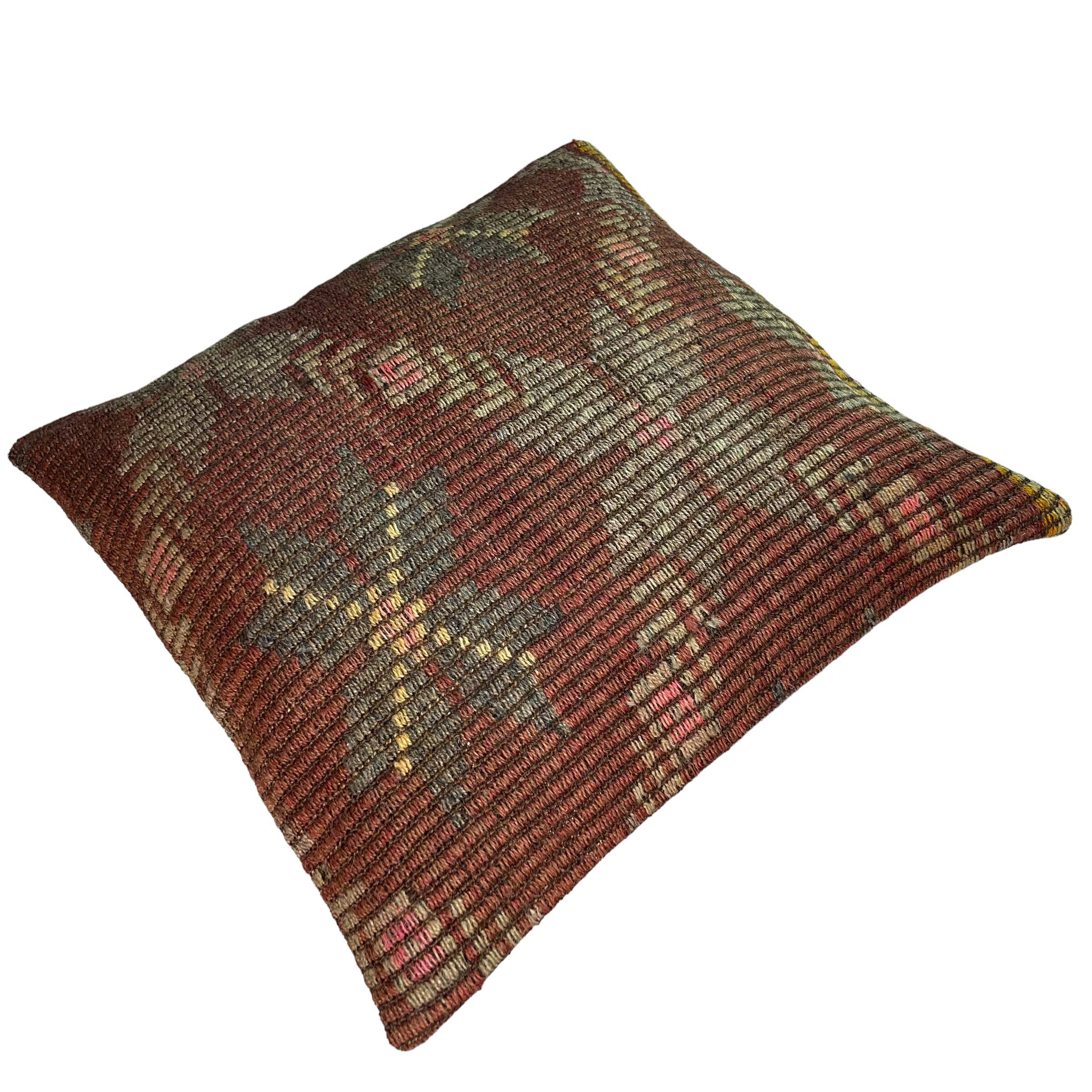 Vintage turkish kilim cushion cover , 55 x 55 cm