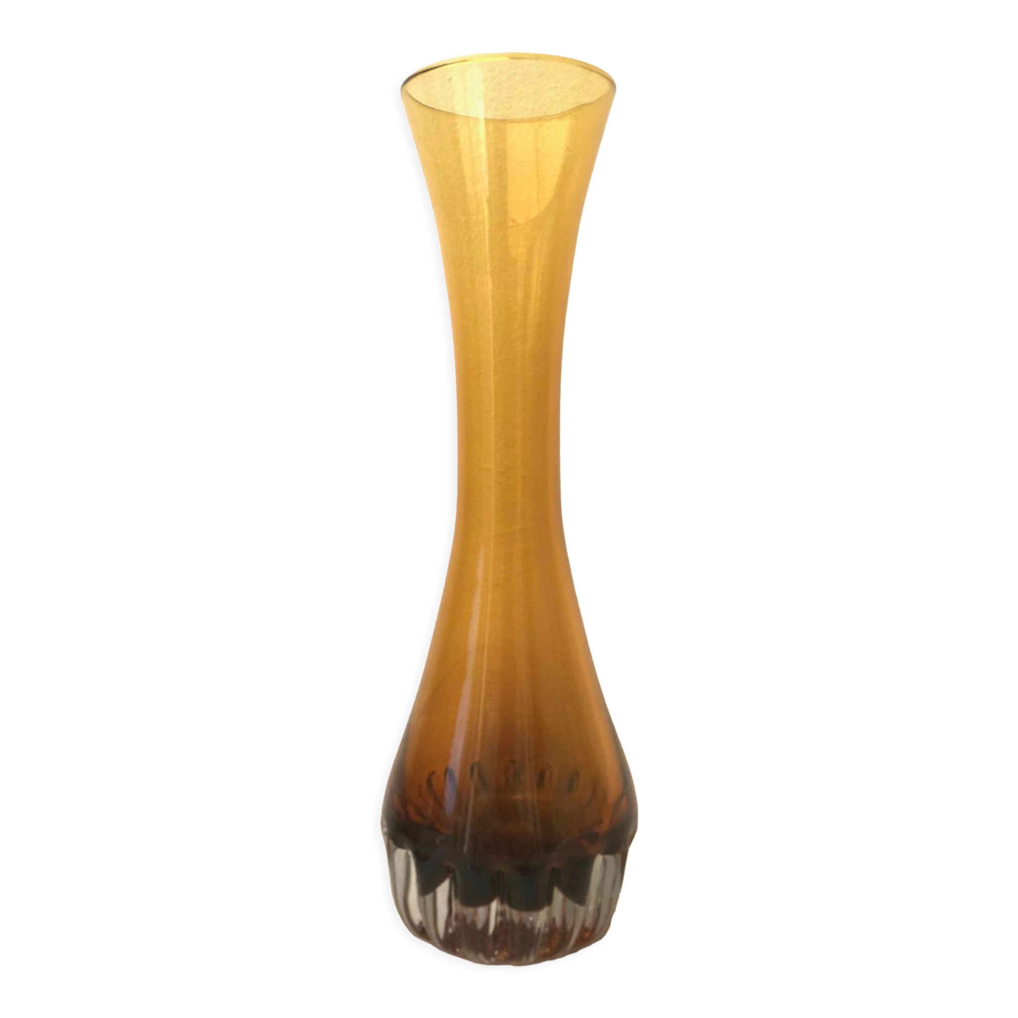Vintage amber blown glass vase