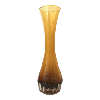 Vintage amber blown glass vase