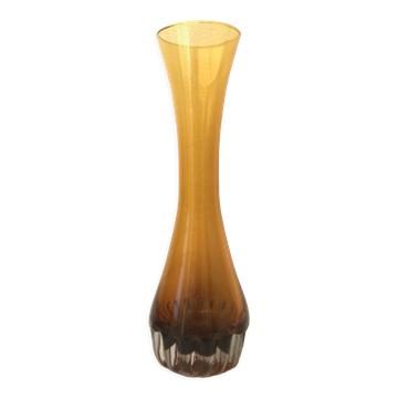 Vintage amber blown glass vase