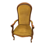 Voltaire armchair yellow velvet 19th century mahogany