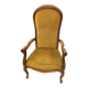 Fauteuil voltaire velours jaune XIXème acajou