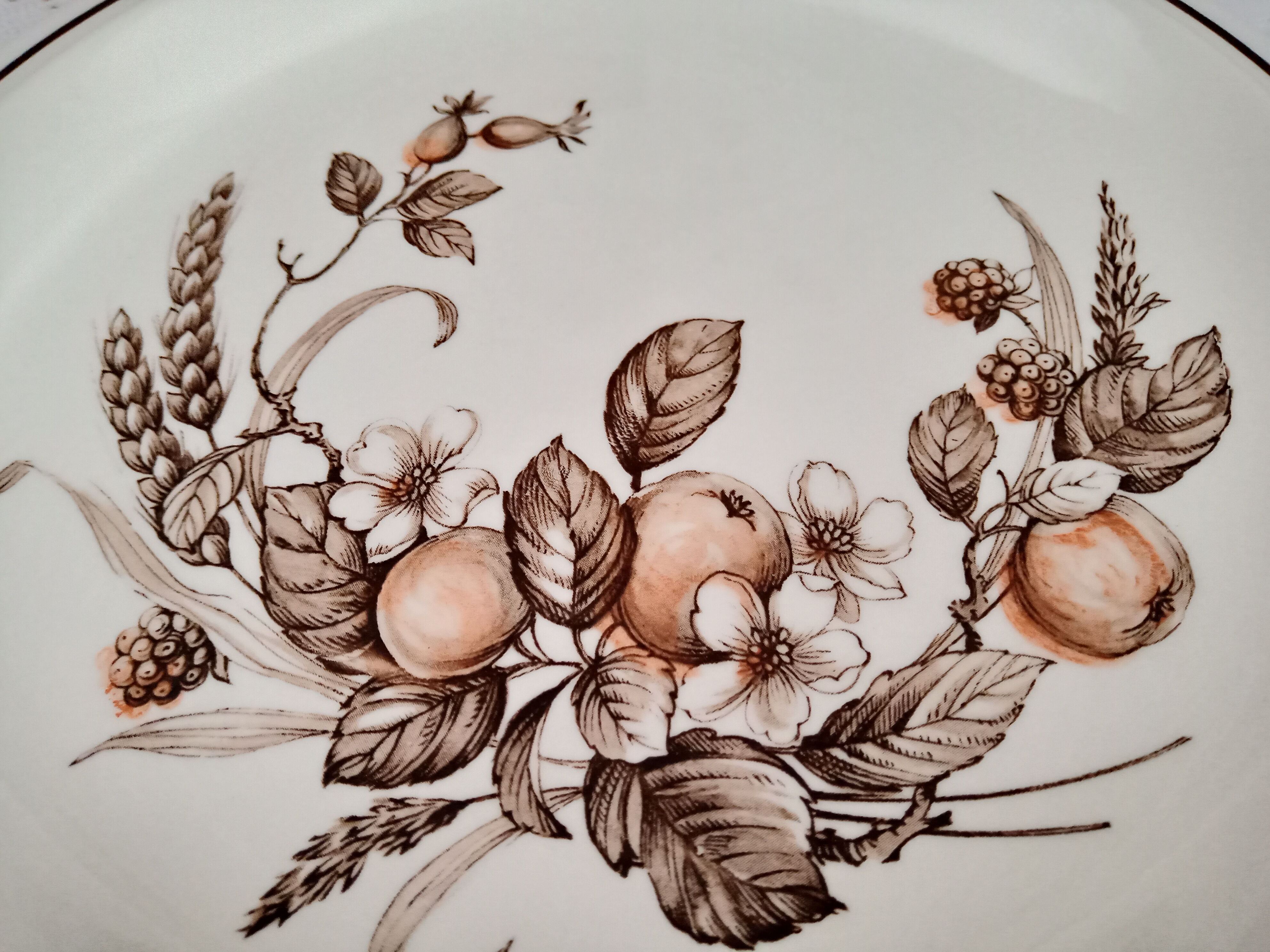 Plat rond anglais vintage décor automnal "Royal Tudor Crown Harvest Grindley & Co Ltd Staffordshire