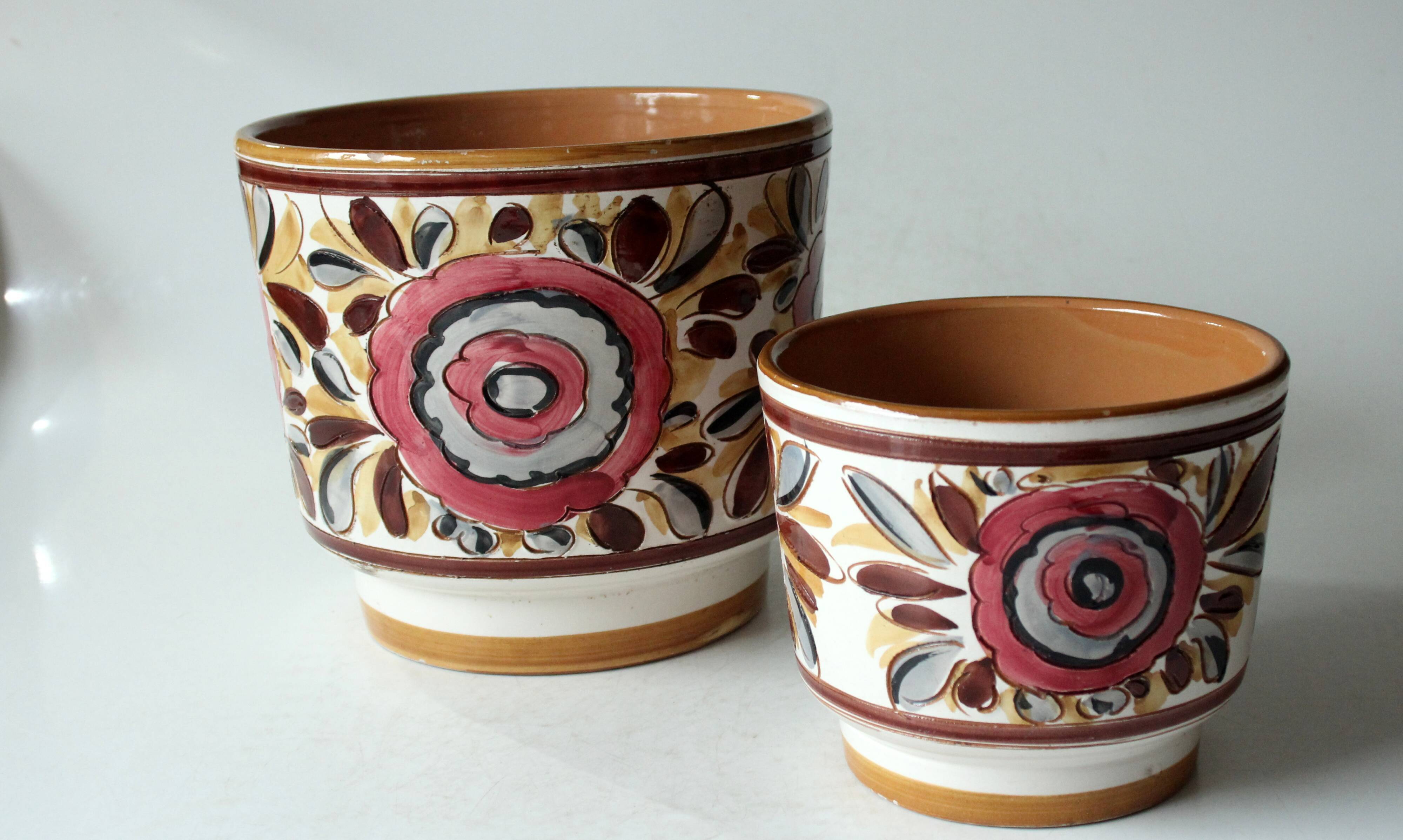 1960s - set of 2 ceramic planter, made in Italy, vintage