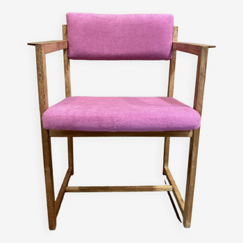 Fauteuil fuchsia estampille design scandinave 1960