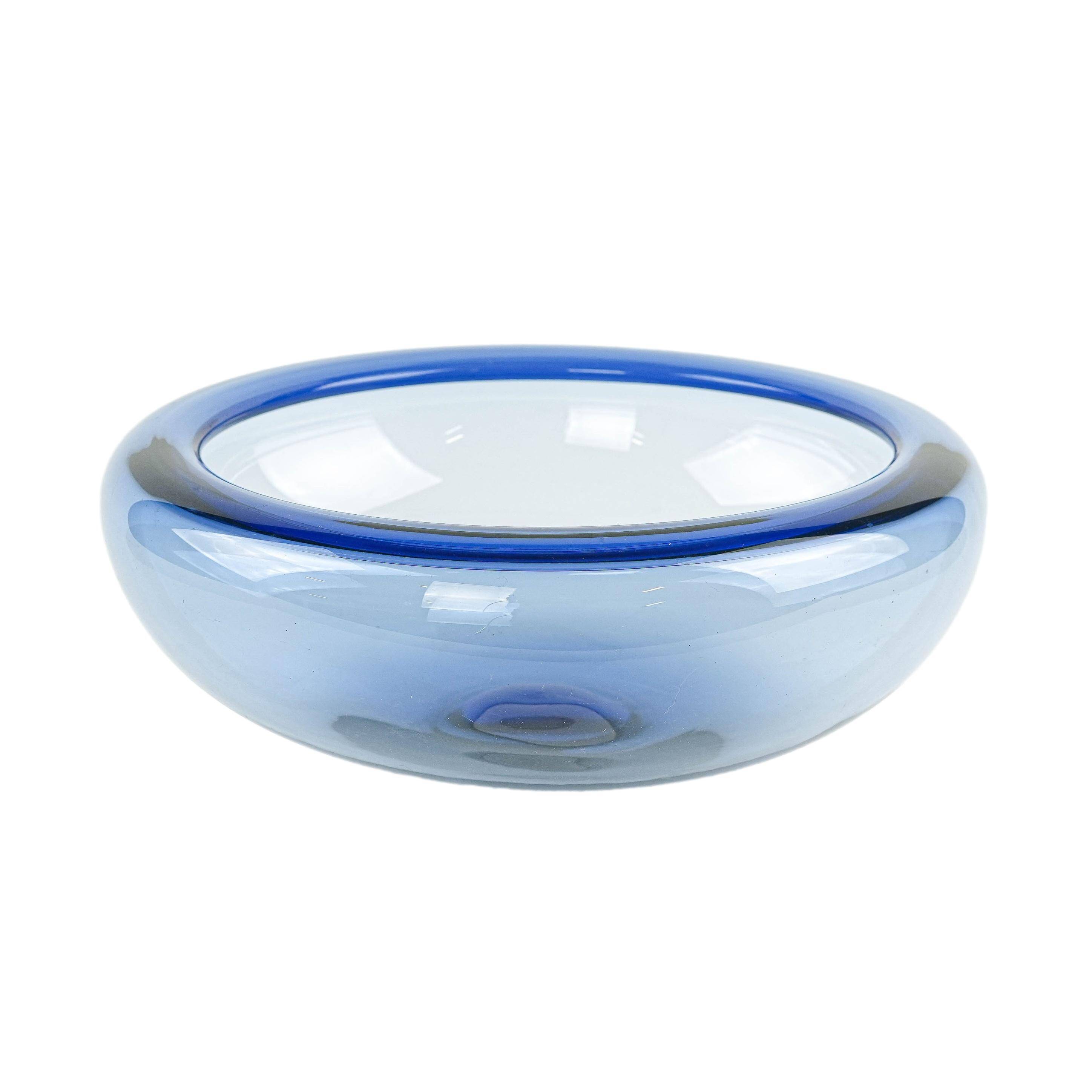 Blue glass bowl, Danish design, 1970s, manufactured by Holmegaard