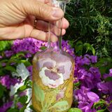 LEGRAS carafe, enamelled with pansy flower.