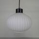 Vintage pendant lamp with white ribbed glass ball, 1960s