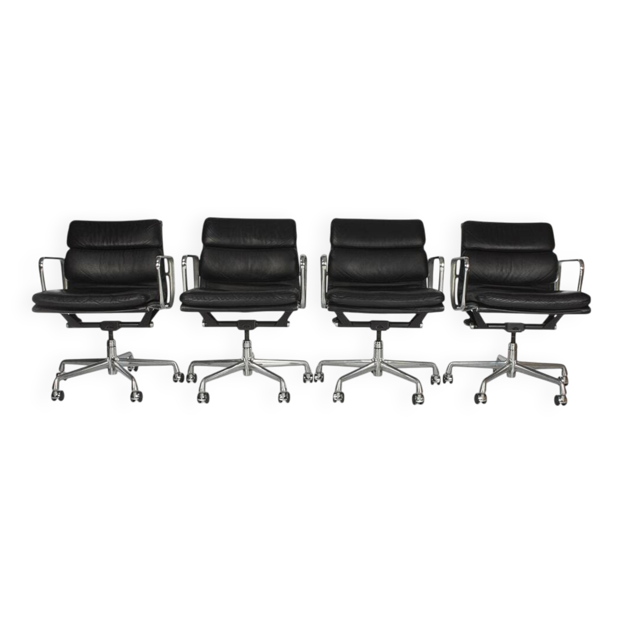 Black Set (4) Herman Miller Original Eames EA435 ‘Soft Pad’ Desk Aluminium