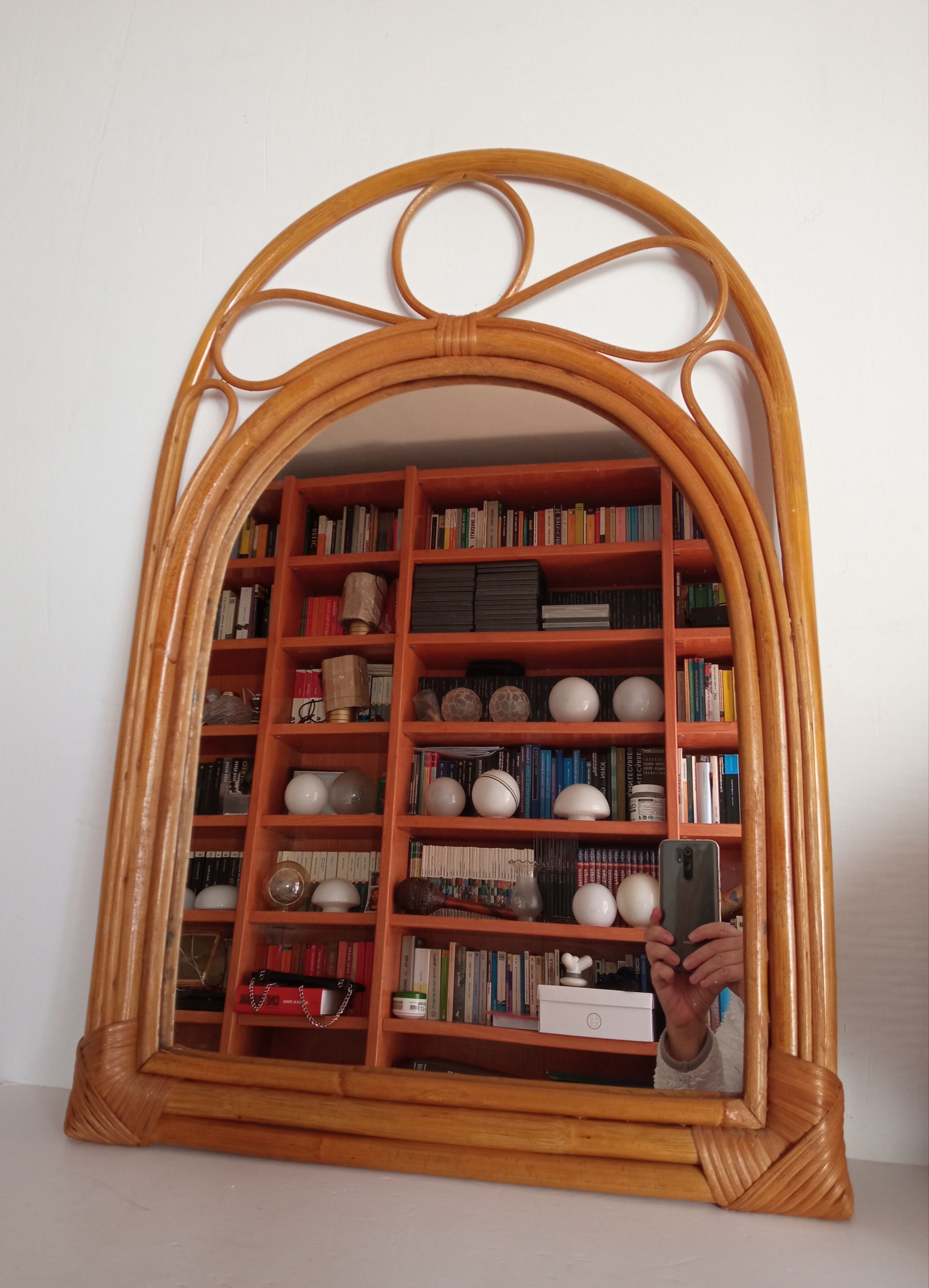 Miroir en bambou vintage