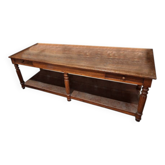 Antique Louis Philippe style draper's table with 2 oak drawers