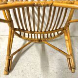 Adult basket armchair in vintage wicker rattan 1960s