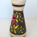 Vintage Henri Bequet Quaregnon hand painted ceramic vase (Belgium pottery 1960)