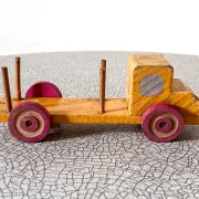 Small wooden logging truck, vintage toy