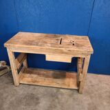 Vintage workbench with standing table, vanity unit, console, desk.