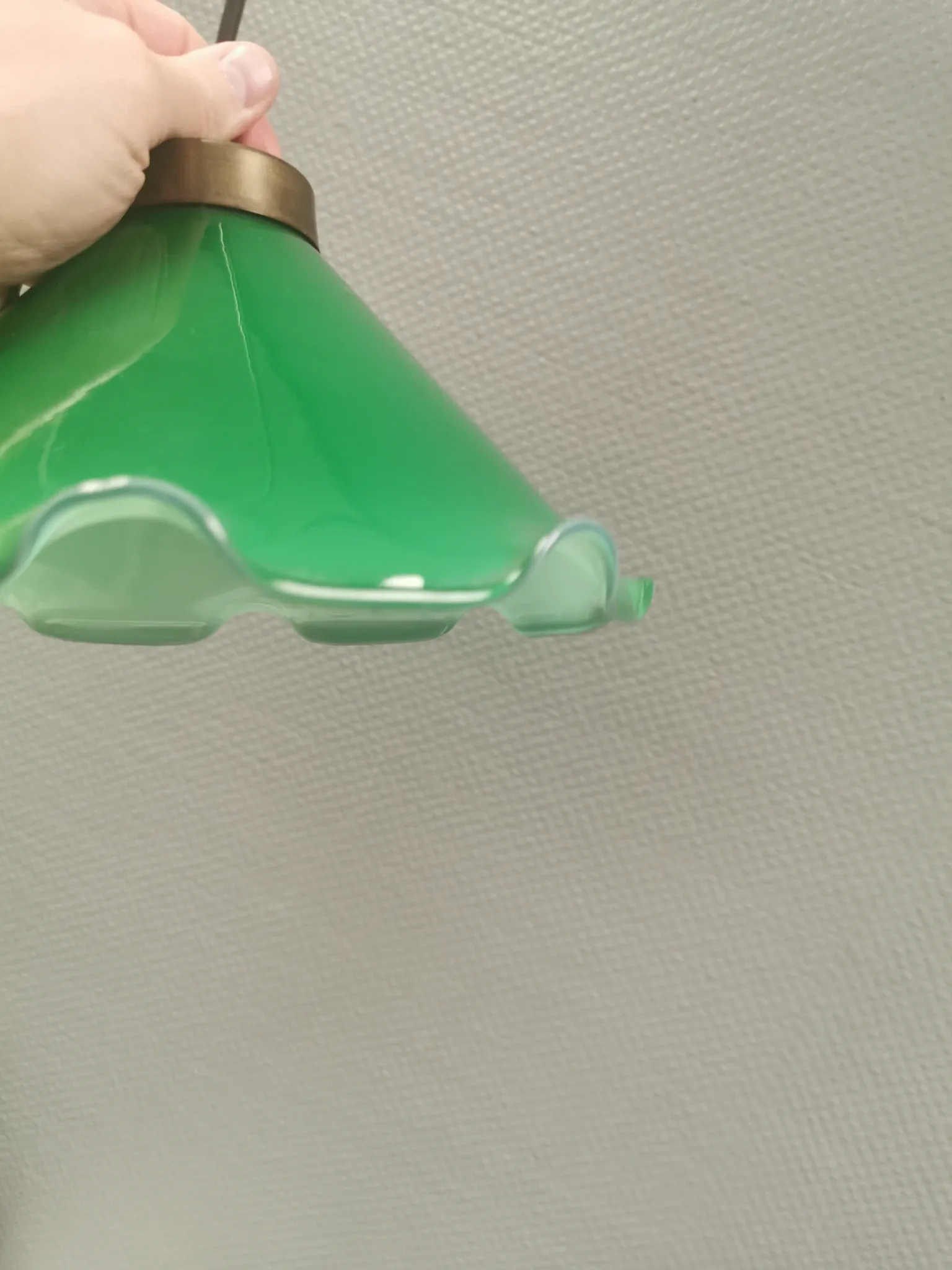Small hanging lamp with double-layered glass, brass top, 1980s Denmark