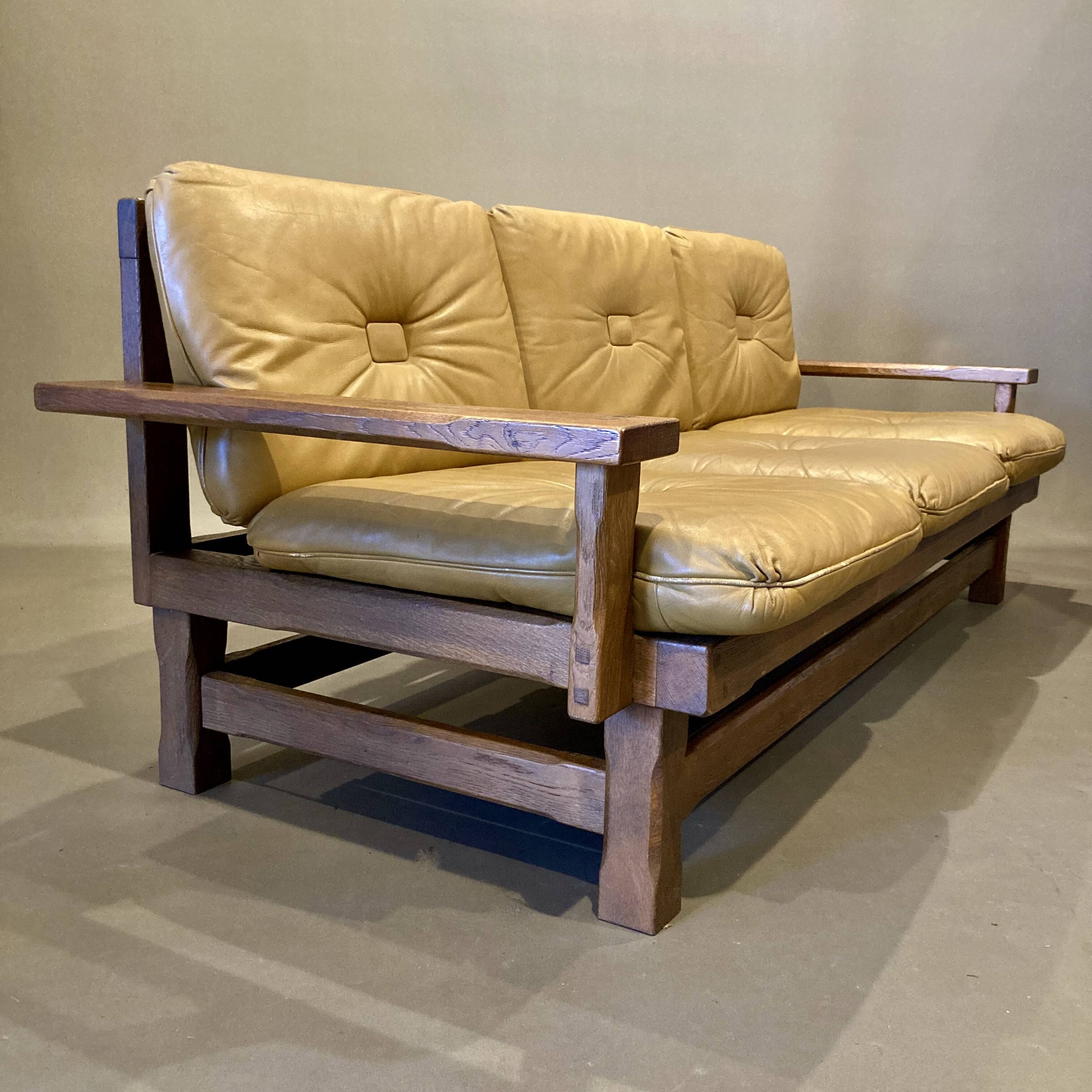 3-seater leather sofa, Brazilian design, 1960s