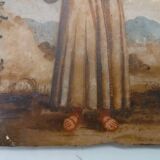 Antique painting on alabaster, Italy, 18th century, Saint Anthony of Padua