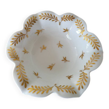 White and Gold Limoges Porcelain Bowl
