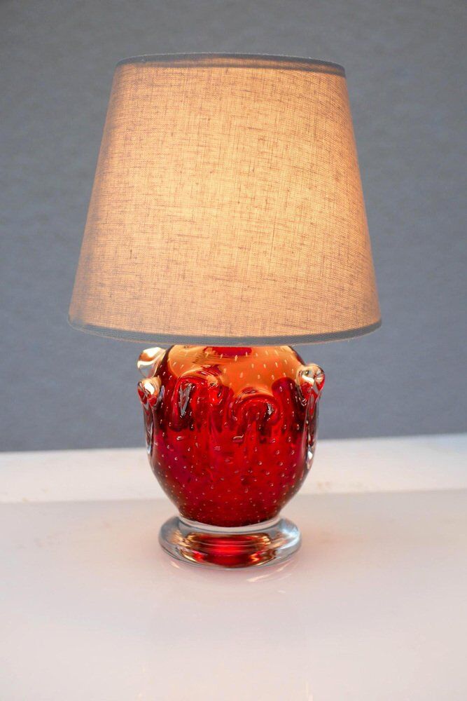 Red crystal glass lamp by Börne Augustsson for Åseda