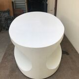 Oval white-panelled metal coffee table 70s