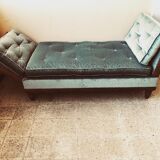 Old almond green velvet bench