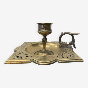 Cellar rat or old bronze candle holder Max Hartmann, orientalist style, late 19th century