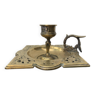 Cellar rat or old bronze candle holder Max Hartmann, orientalist style, late 19th century