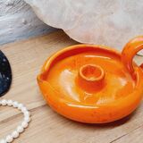 Orange cellar rat candle holder