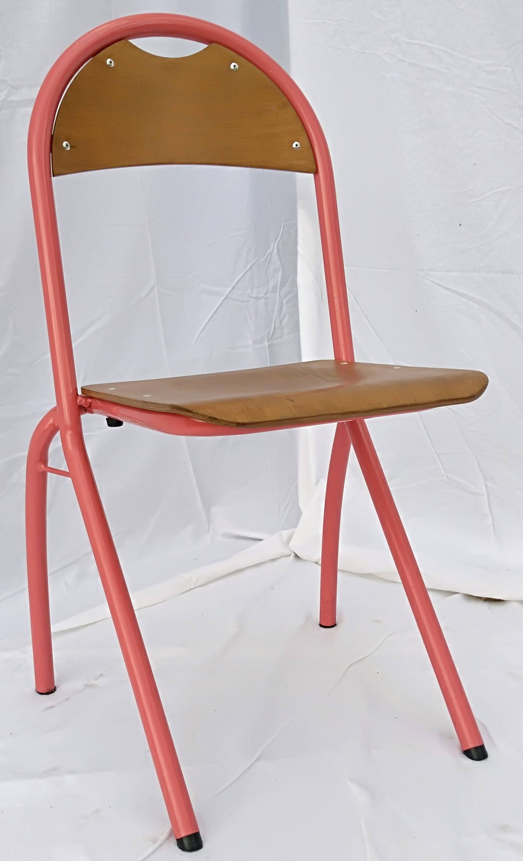 chair tubular structure wooden seat and back