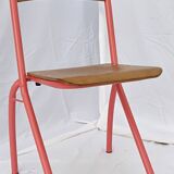 chair tubular structure wooden seat and back