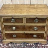English chest of drawers in frene and nineteenth yew magnifying glass