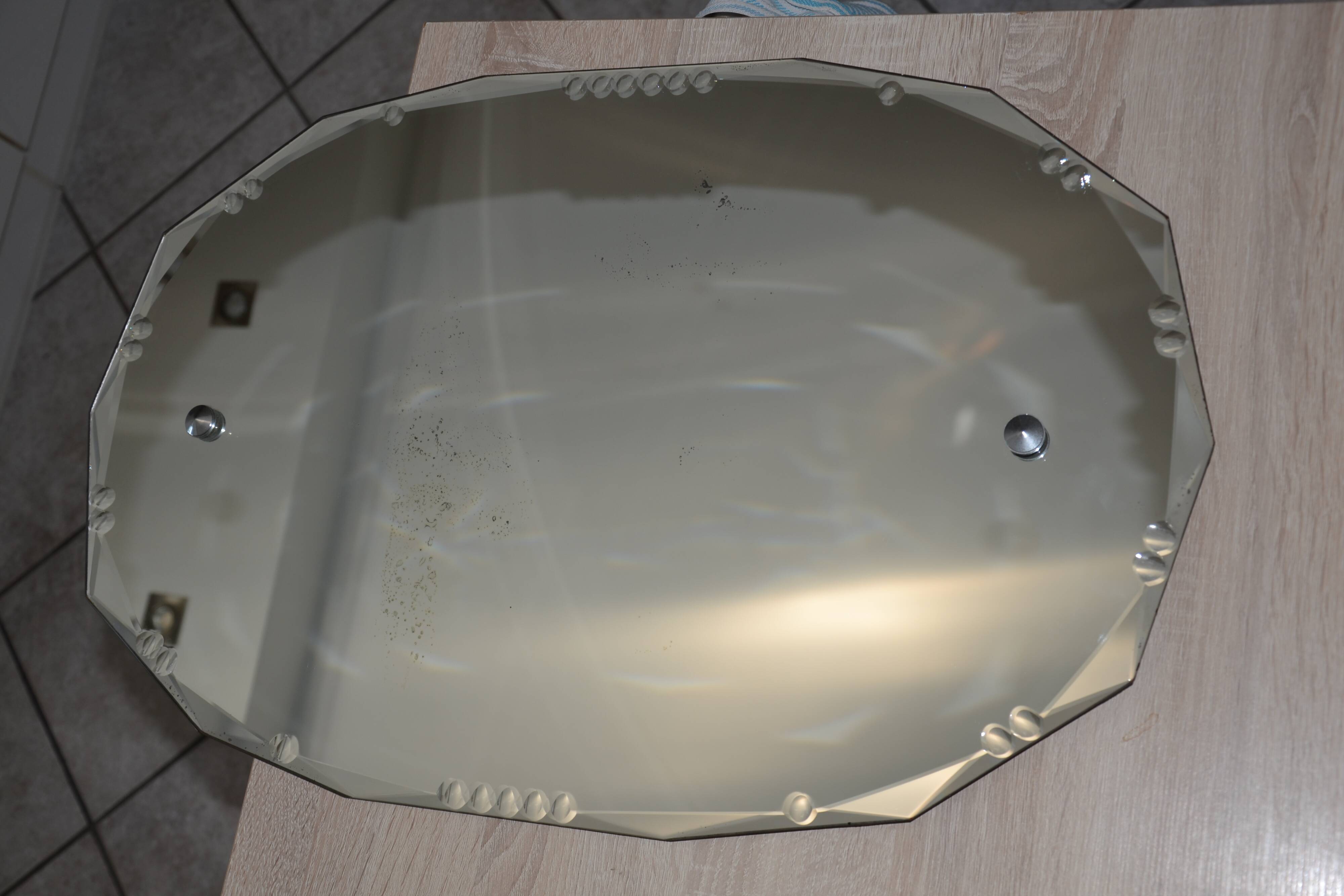 Art Deco beveled chiseled mirror