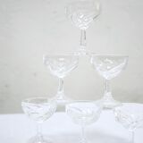 Série de 6 coupes à champagne vintage en cristal