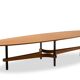 Guglielmo Ulrich. Oval coffee table in blonde teak. 1950s-60s.