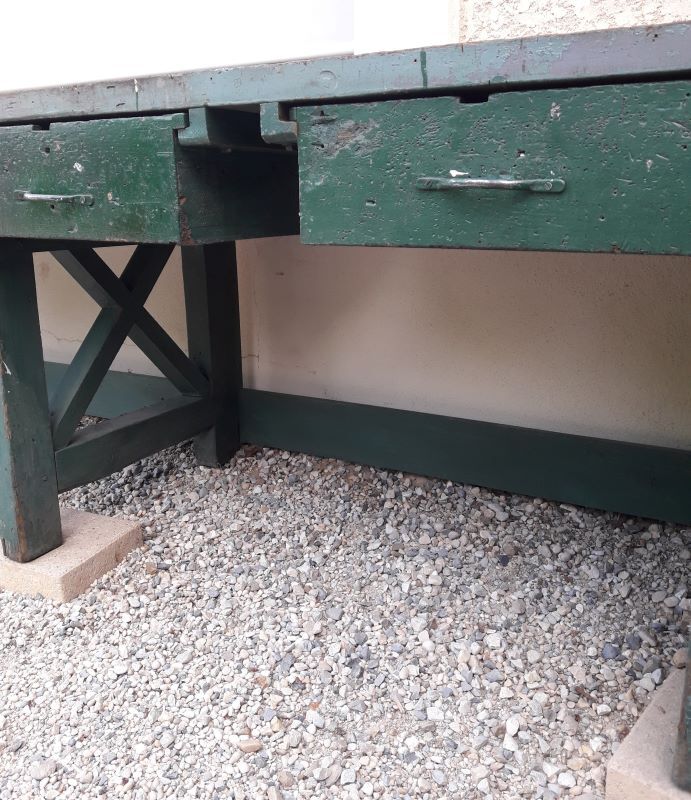 Établi industriel d'atelier 4m ancien