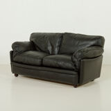 Poppy 2-seater leather sofa by Tito Agnoli for Poltrona Frau, 1970s