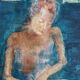 Tableau huile sur toile signé portrait femme « La Dessinatrice »