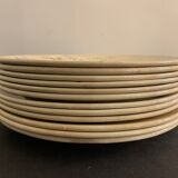 12 old polychrome flat plates Jules Vieillard Bordeaux, 19th century