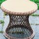 Small Vintage Wood and Rattan Roundtable 1960