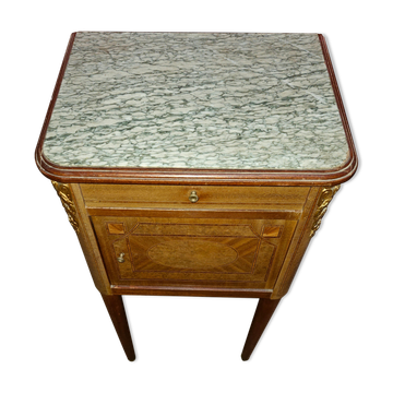 Bedside in marquetry with bronze
