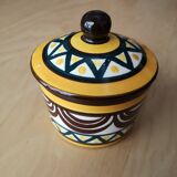 hand-decorated faience sugar bowl