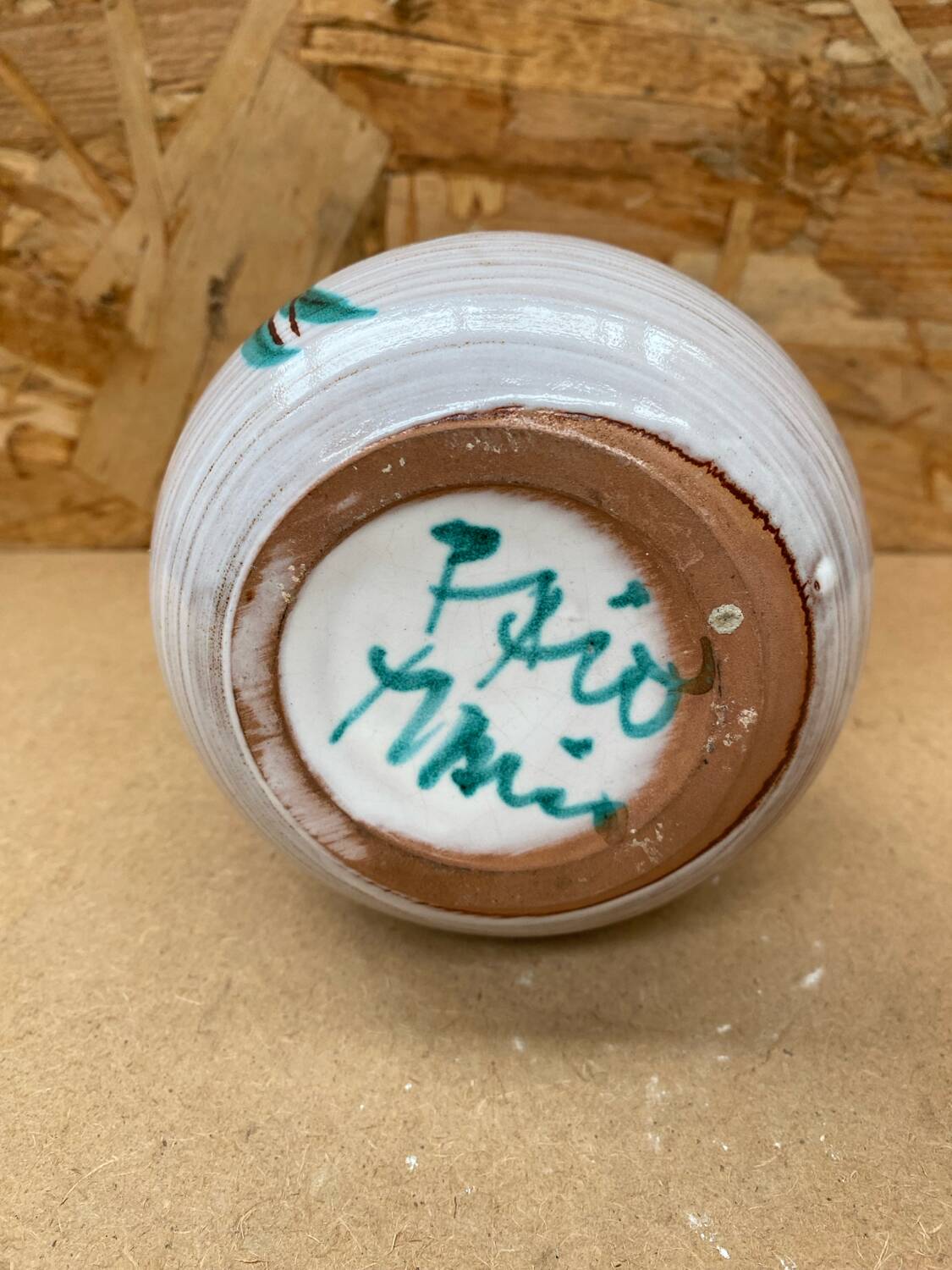 Old vallauris vase white enameled terracotta vintage flower decor