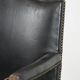 Wooden and black cow leather antique English Gainsborough side/desk/chair