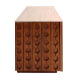 Contemporary Pair of Italian Sideboards Made of Solid Wood and Travertine