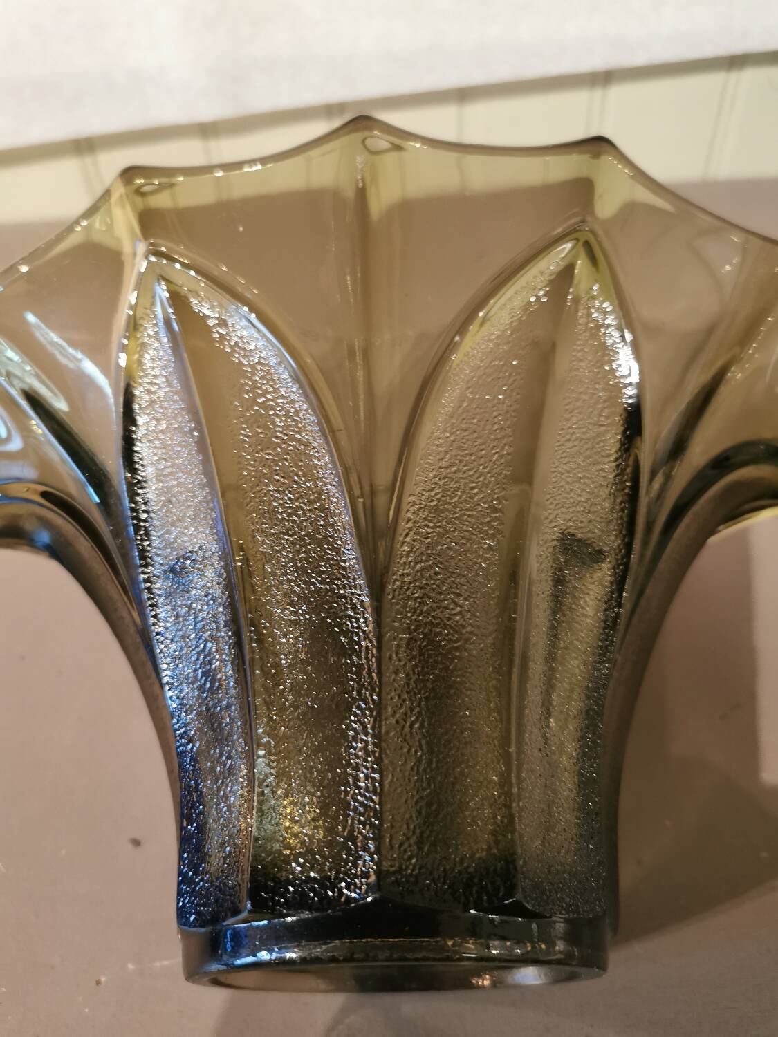 Art Deco vase in polished and frosted smoked glass
