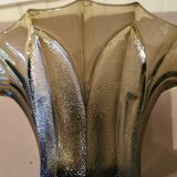 Art Deco vase in polished and frosted smoked glass