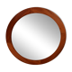 Round vintage mirror with wooden frame Scandinavian style Denmark 1960s
