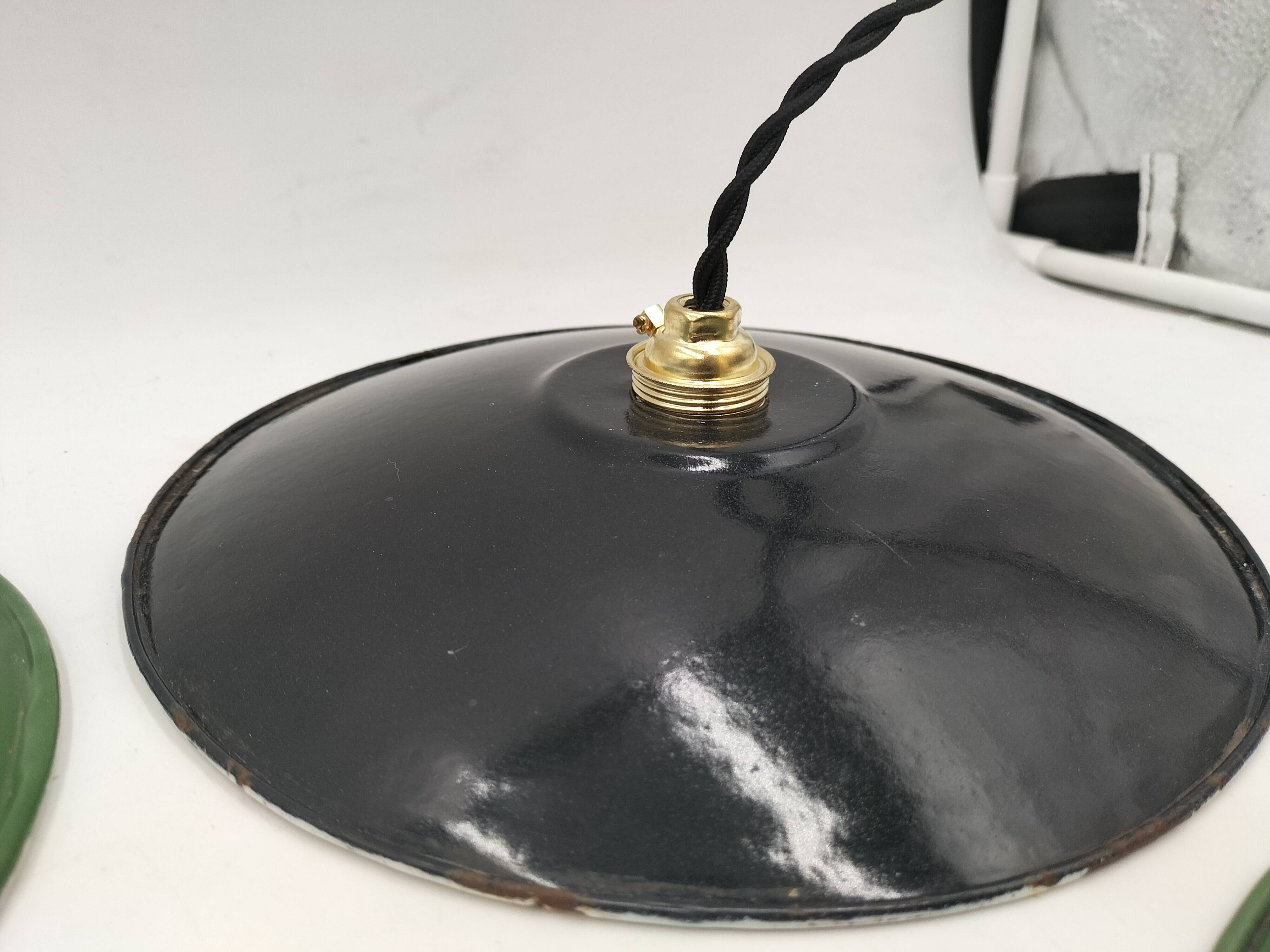 4 enameled sheet metal pendants