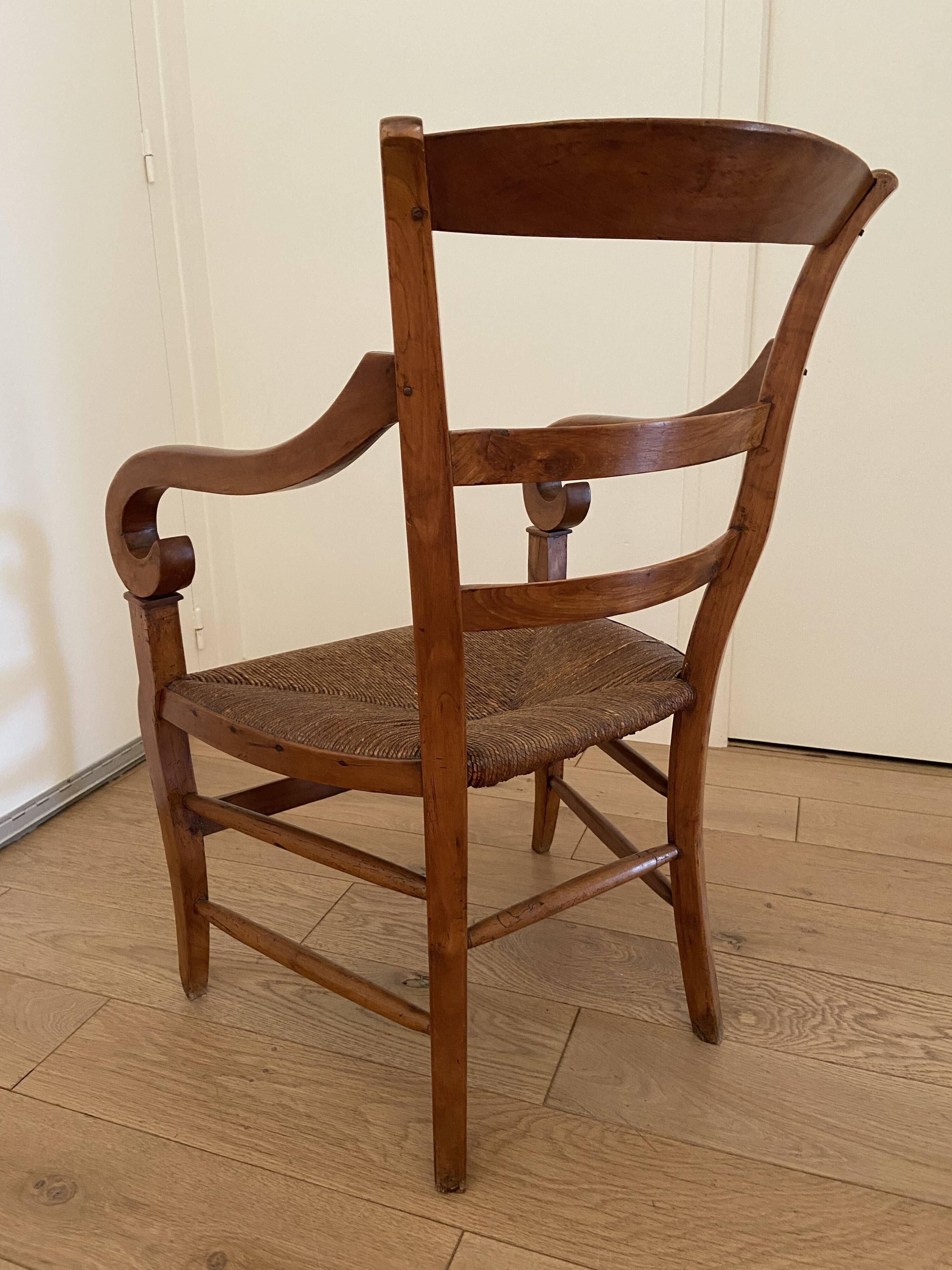 Fauteuil paillé Louis Philippe